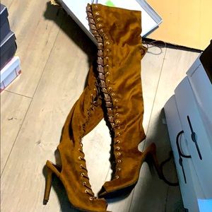 Lace up over the knee boots